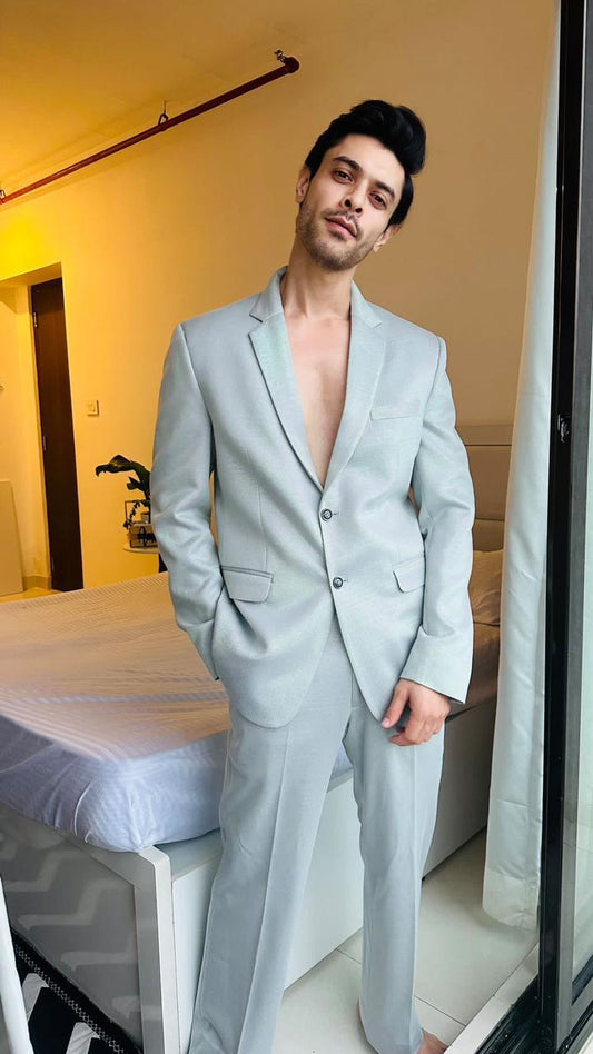 Steel Haze: Textured Tailored Suit Set