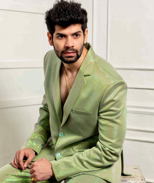 Minted Edge: Iridescent Green Suit Set